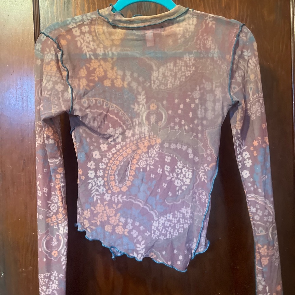 Urban Outfitters Multicolor Paisley Long Sleeve Mesh Top